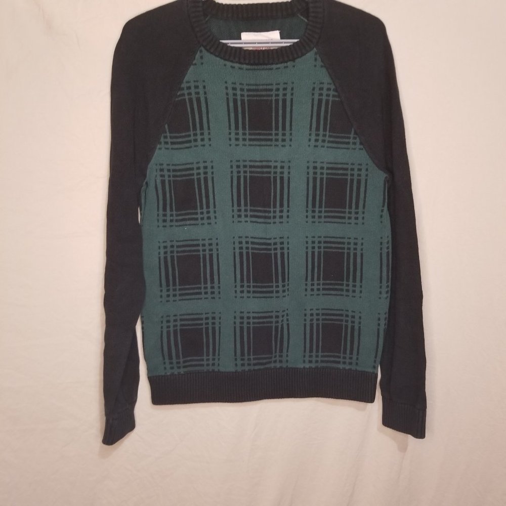 MOSSIMO Sweater Pullover LS Plaid Green S/P